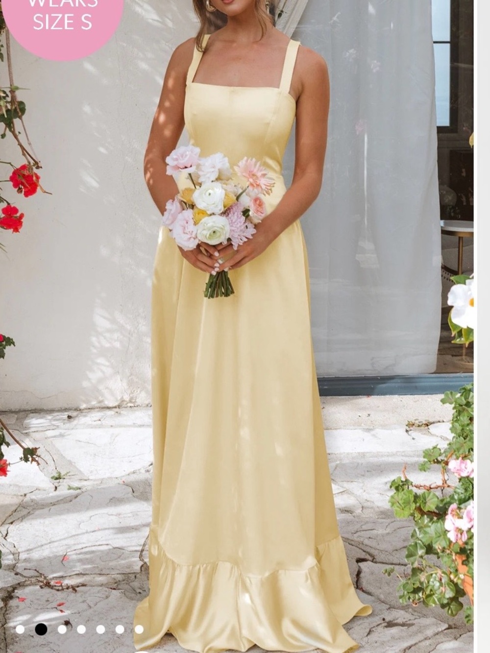Show Me Your MuMu Pale Yellow Square-Neck Maxi Dress